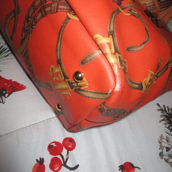 Ralph Lauren orange print  Equestrian classic tote - Picture 7 of 13